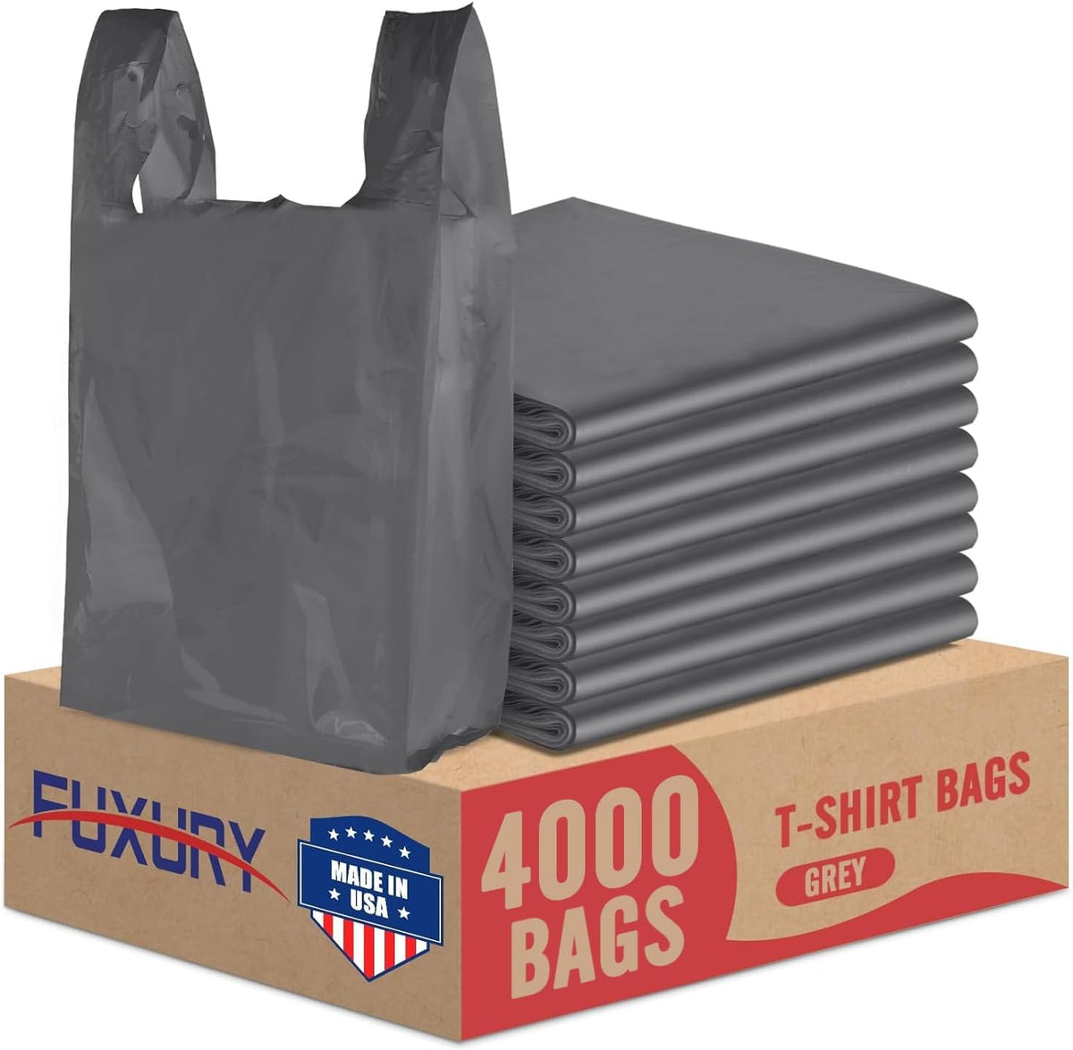 Plastic Bags Thank You Shopping Grocery T-Shirt Bag with Handles | 11.5 x 6.5 x 21" Take Out, To Go, Retail, Restaurants, Store Bags for Small Business in Bulk White (Made in USA)