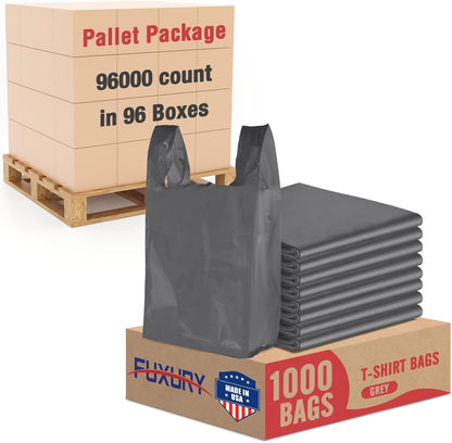 Plastic Bags Thank You Shopping Grocery T-Shirt Bag with Handles | 11.5 x 6.5 x 21" Take Out, To Go, Retail, Restaurants, Store Bags for Small Business in Bulk White (Made in USA)