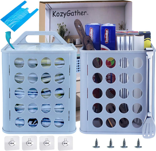 Kitchen Sink & Closet Grocery Plastic Bag Holder & Dispenser, Wall-Mounted Space Saver