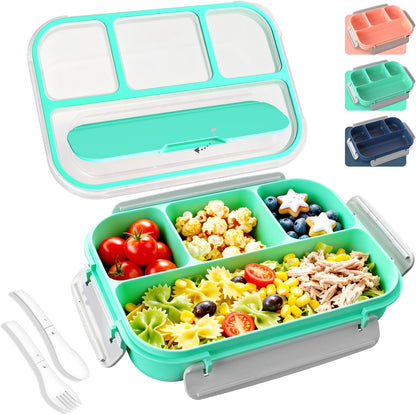Large Capacity Bento Box for Adult, 1700ML 3 Compartments Lunch Box with Utensil, Airtight Food Container with Lids for Meal Prep, Microwave/Dishwasher/Freezer Safe, On the Go (Dark Blue)
