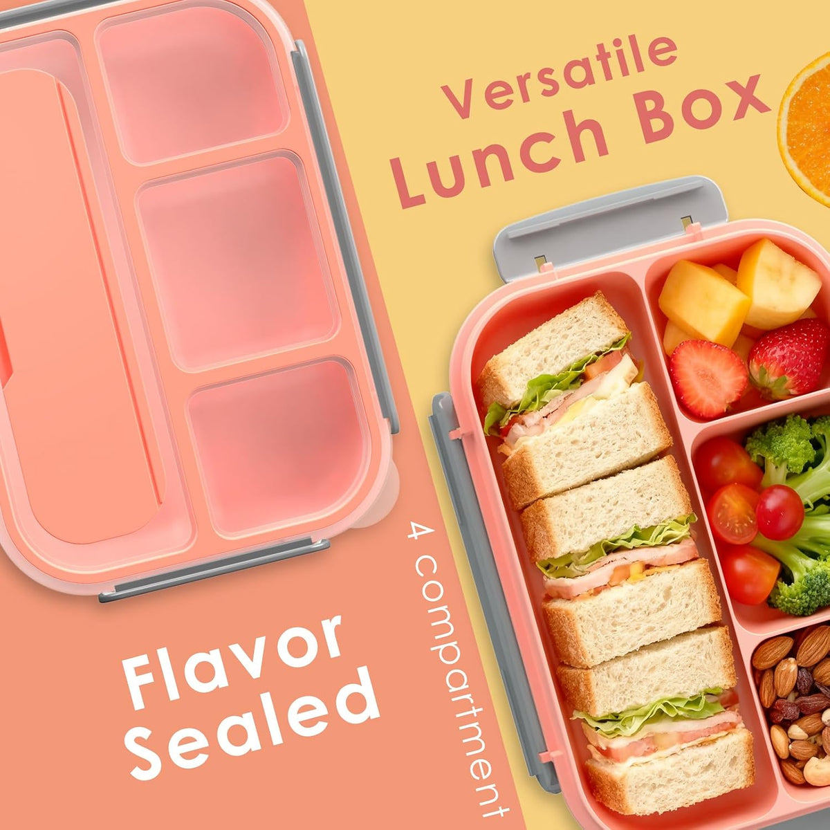 Large Capacity Bento Box for Adult, 1700ML 3 Compartments Lunch Box with Utensil, Airtight Food Container with Lids for Meal Prep, Microwave/Dishwasher/Freezer Safe, On the Go (Dark Blue)