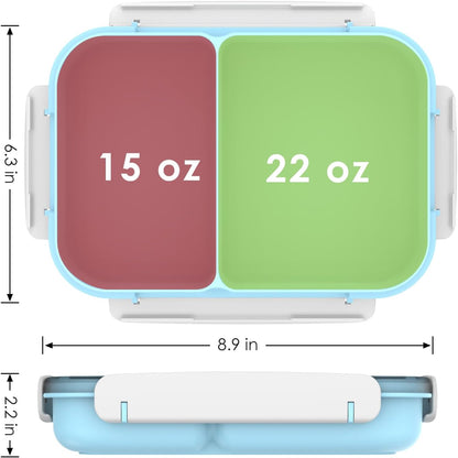 Large Capacity Bento Box for Adult, 1700ML 3 Compartments Lunch Box with Utensil, Airtight Food Container with Lids for Meal Prep, Microwave/Dishwasher/Freezer Safe, On the Go (Dark Blue)