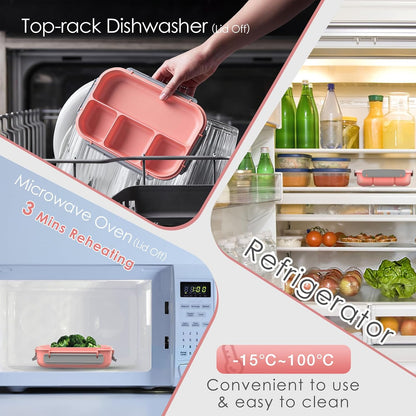 Large Capacity Bento Box for Adult, 1700ML 3 Compartments Lunch Box with Utensil, Airtight Food Container with Lids for Meal Prep, Microwave/Dishwasher/Freezer Safe, On the Go (Dark Blue)