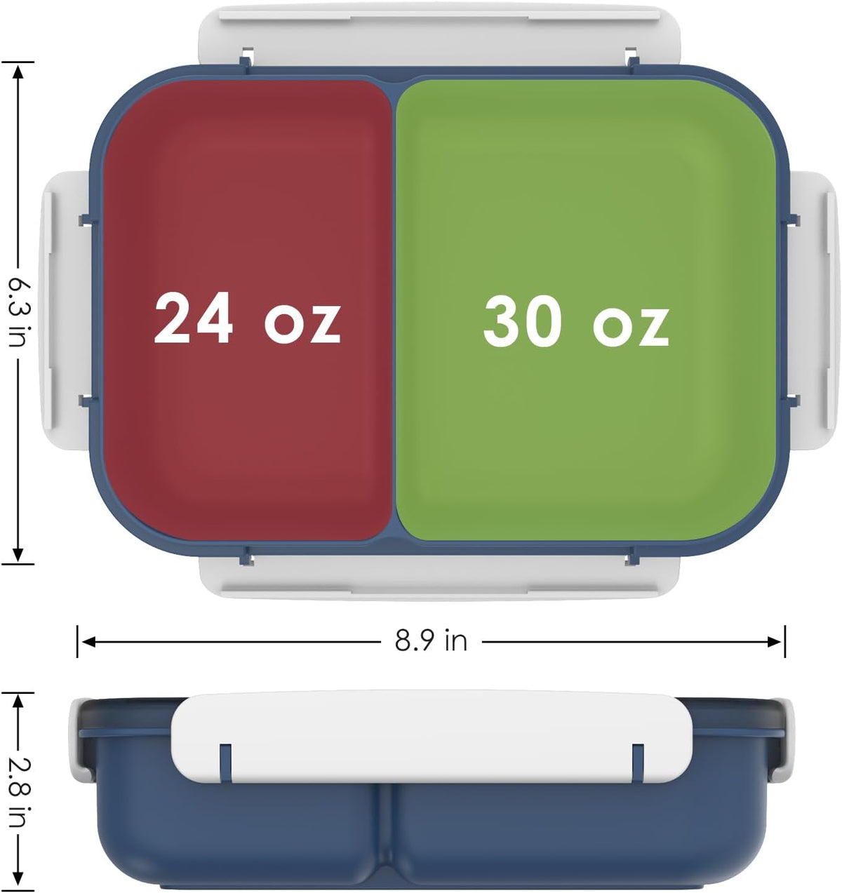Large Capacity Bento Box for Adult, 1700ML 3 Compartments Lunch Box with Utensil, Airtight Food Container with Lids for Meal Prep, Microwave/Dishwasher/Freezer Safe, On the Go (Dark Blue)