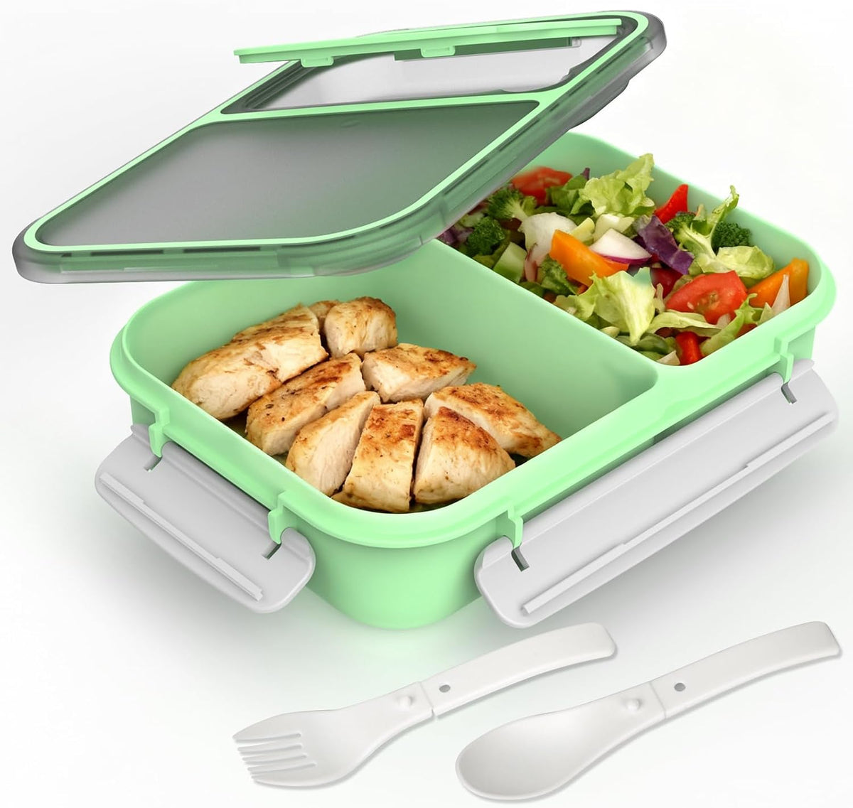 Large Capacity Bento Box for Adult, 1700ML 3 Compartments Lunch Box with Utensil, Airtight Food Container with Lids for Meal Prep, Microwave/Dishwasher/Freezer Safe, On the Go (Dark Blue)