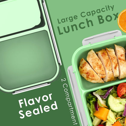Large Capacity Bento Box for Adult, 1700ML 3 Compartments Lunch Box with Utensil, Airtight Food Container with Lids for Meal Prep, Microwave/Dishwasher/Freezer Safe, On the Go (Dark Blue)