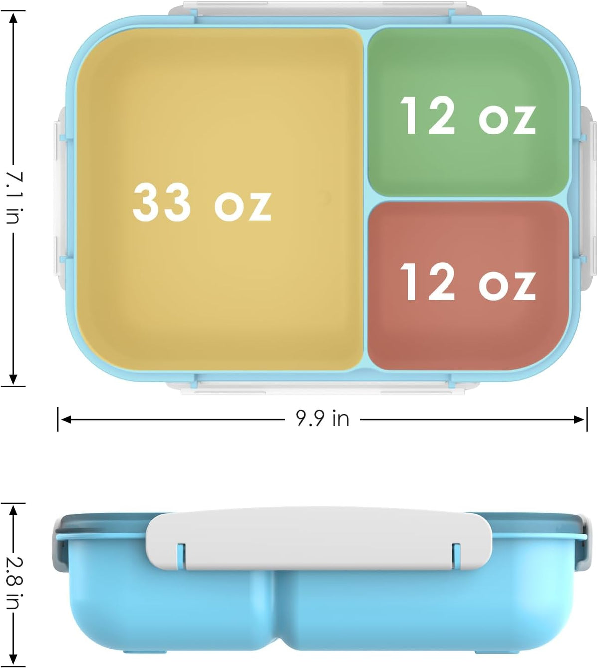 Large Capacity Bento Box for Adult, 1700ML 3 Compartments Lunch Box with Utensil, Airtight Food Container with Lids for Meal Prep, Microwave/Dishwasher/Freezer Safe, On the Go (Dark Blue)