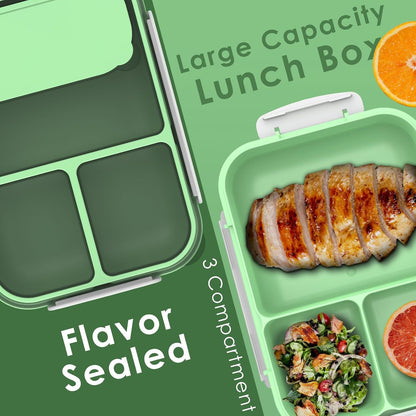Large Capacity Bento Box for Adult, 1700ML 3 Compartments Lunch Box with Utensil, Airtight Food Container with Lids for Meal Prep, Microwave/Dishwasher/Freezer Safe, On the Go (Dark Blue)