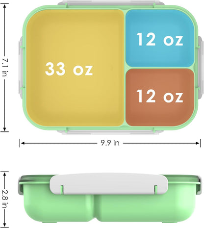 Large Capacity Bento Box for Adult, 1700ML 3 Compartments Lunch Box with Utensil, Airtight Food Container with Lids for Meal Prep, Microwave/Dishwasher/Freezer Safe, On the Go (Dark Blue)