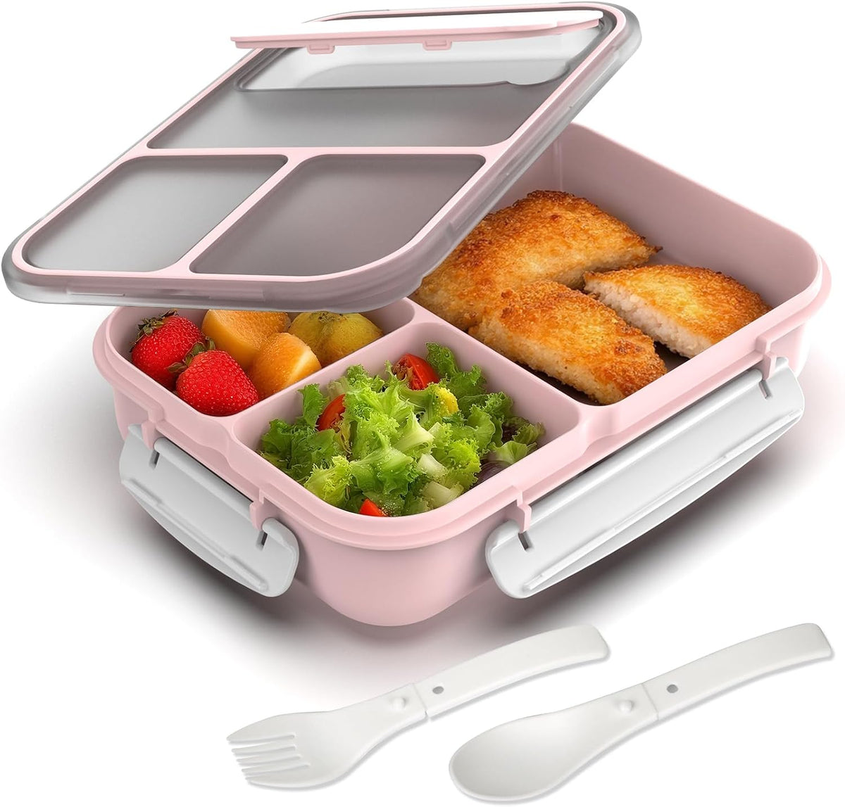 Large Capacity Bento Box for Adult, 1700ML 3 Compartments Lunch Box with Utensil, Airtight Food Container with Lids for Meal Prep, Microwave/Dishwasher/Freezer Safe, On the Go (Dark Blue)
