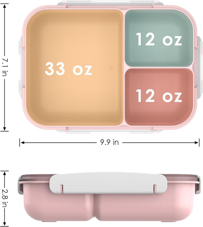 Large Capacity Bento Box for Adult, 1700ML 3 Compartments Lunch Box with Utensil, Airtight Food Container with Lids for Meal Prep, Microwave/Dishwasher/Freezer Safe, On the Go (Dark Blue)