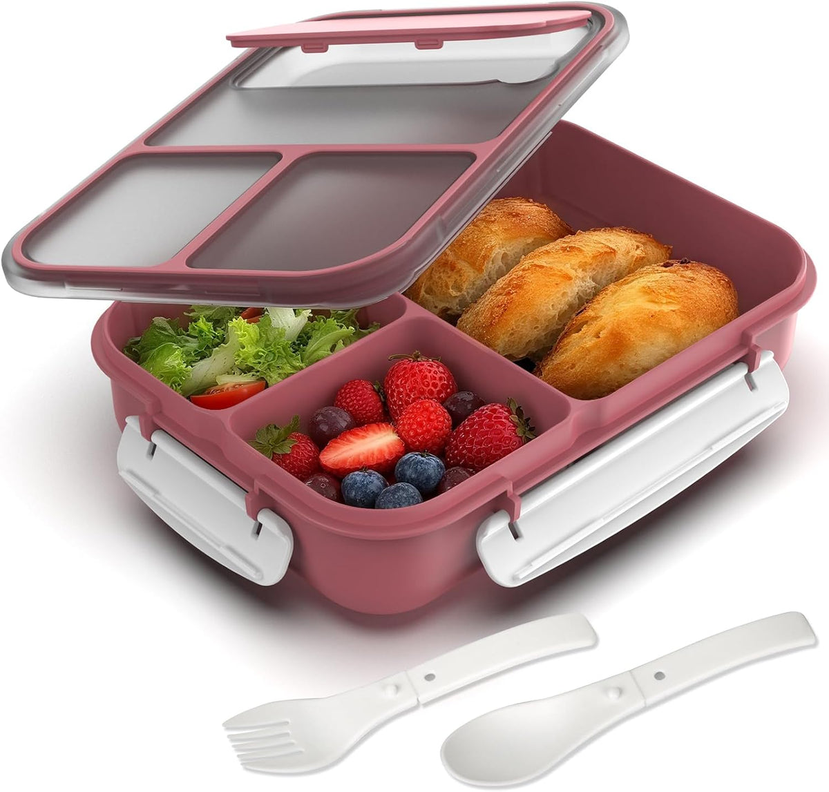Large Capacity Bento Box for Adult, 1700ML 3 Compartments Lunch Box with Utensil, Airtight Food Container with Lids for Meal Prep, Microwave/Dishwasher/Freezer Safe, On the Go (Dark Blue)