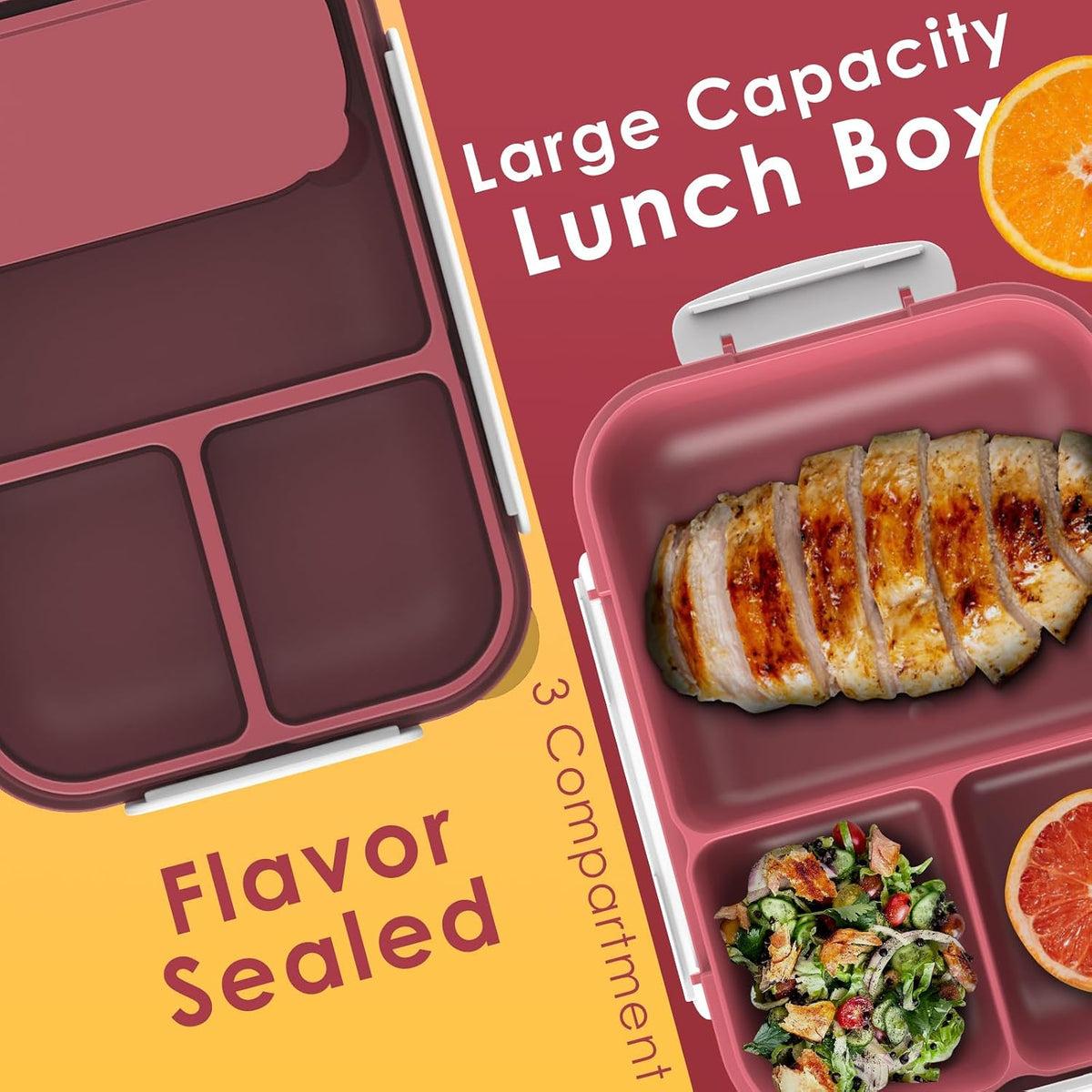 Large Capacity Bento Box for Adult, 1700ML 3 Compartments Lunch Box with Utensil, Airtight Food Container with Lids for Meal Prep, Microwave/Dishwasher/Freezer Safe, On the Go (Dark Blue)