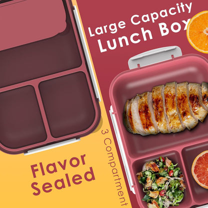 Large Capacity Bento Box for Adult, 1700ML 3 Compartments Lunch Box with Utensil, Airtight Food Container with Lids for Meal Prep, Microwave/Dishwasher/Freezer Safe, On the Go (Dark Blue)