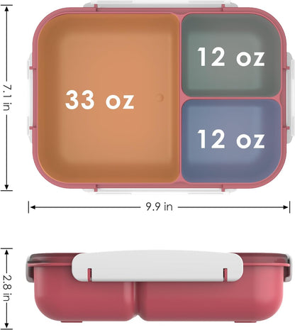 Large Capacity Bento Box for Adult, 1700ML 3 Compartments Lunch Box with Utensil, Airtight Food Container with Lids for Meal Prep, Microwave/Dishwasher/Freezer Safe, On the Go (Dark Blue)