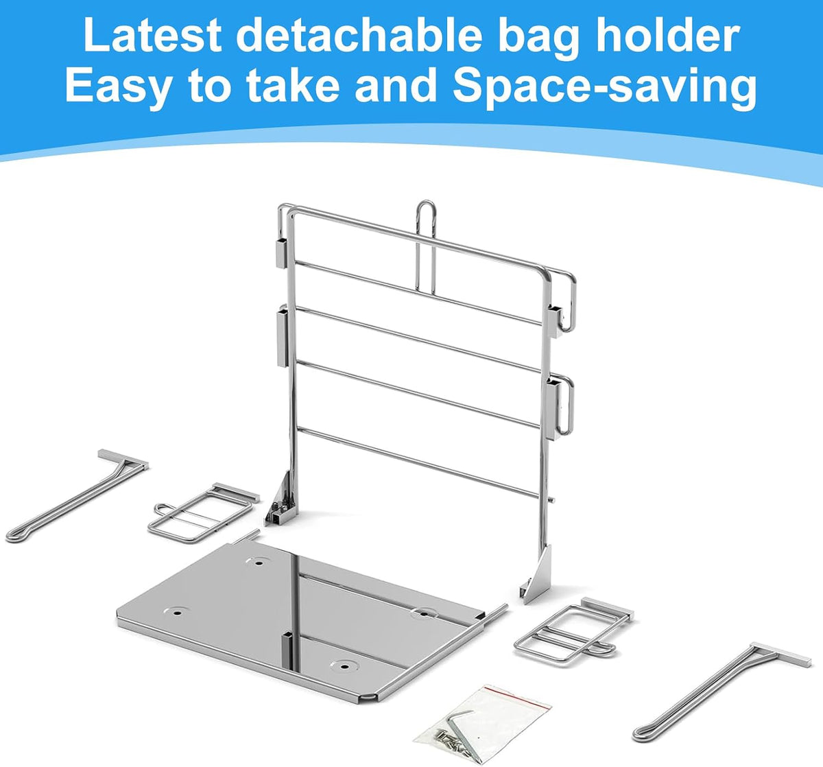 Grocery Bag Holder - Plastic bag Organizer, Detachable Metal Shopping Bag Holder for Grocery Store & Business, Kitchen, Garage