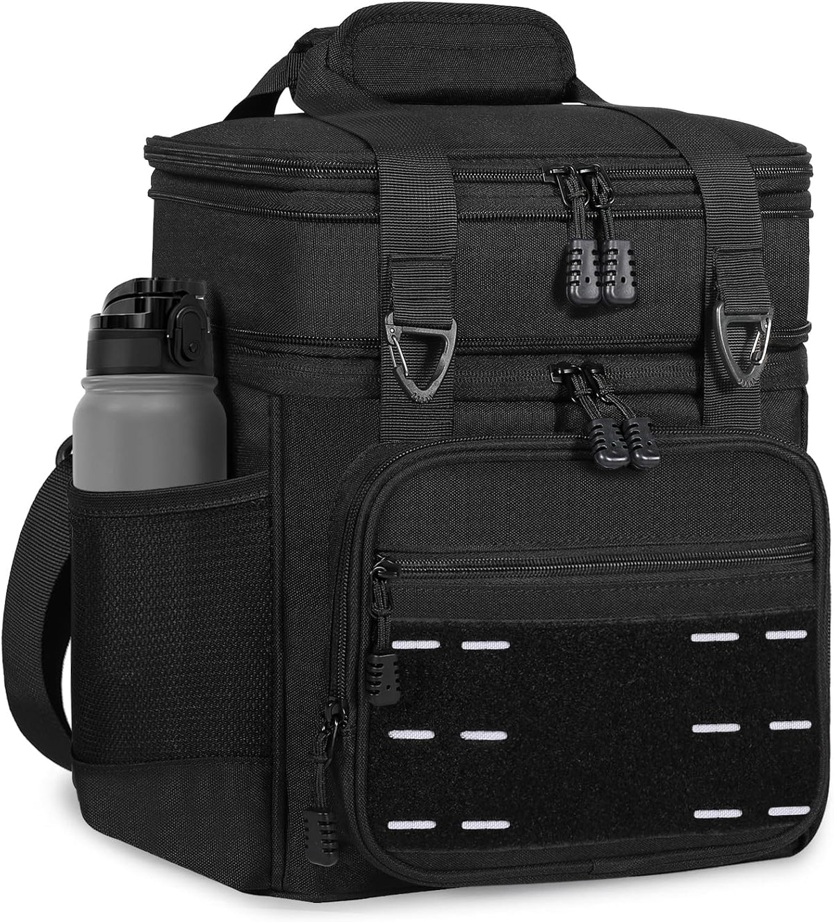 Tactical Expandable Lunch Box Men 2 Layer Cooler Bag 20 Cans Black