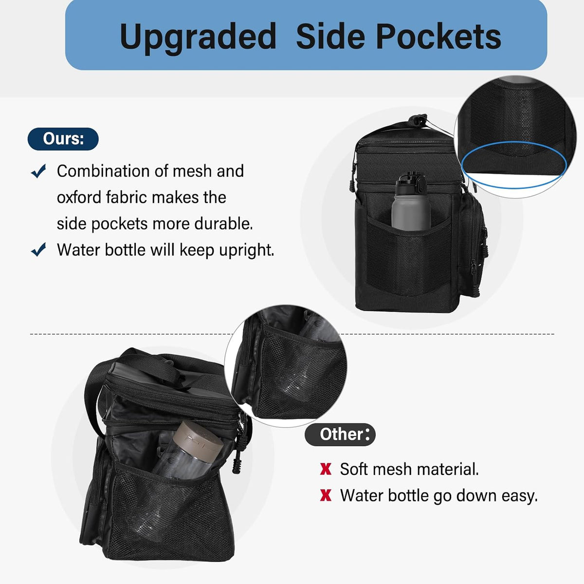 Tactical Expandable Lunch Box Men 2 Layer Cooler Bag 20 Cans Black
