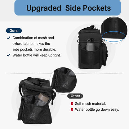Tactical Expandable Lunch Box Men 2 Layer Cooler Bag 20 Cans Black