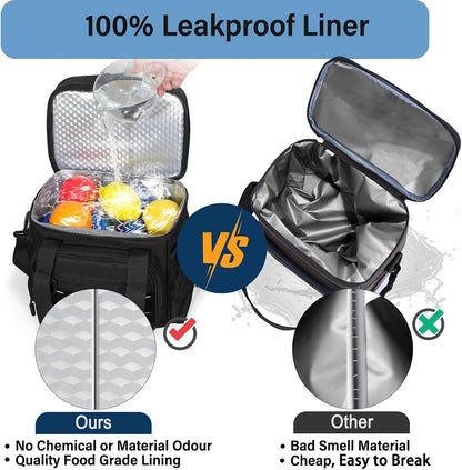 Tactical Expandable Lunch Box Men 2 Layer Cooler Bag 20 Cans Black