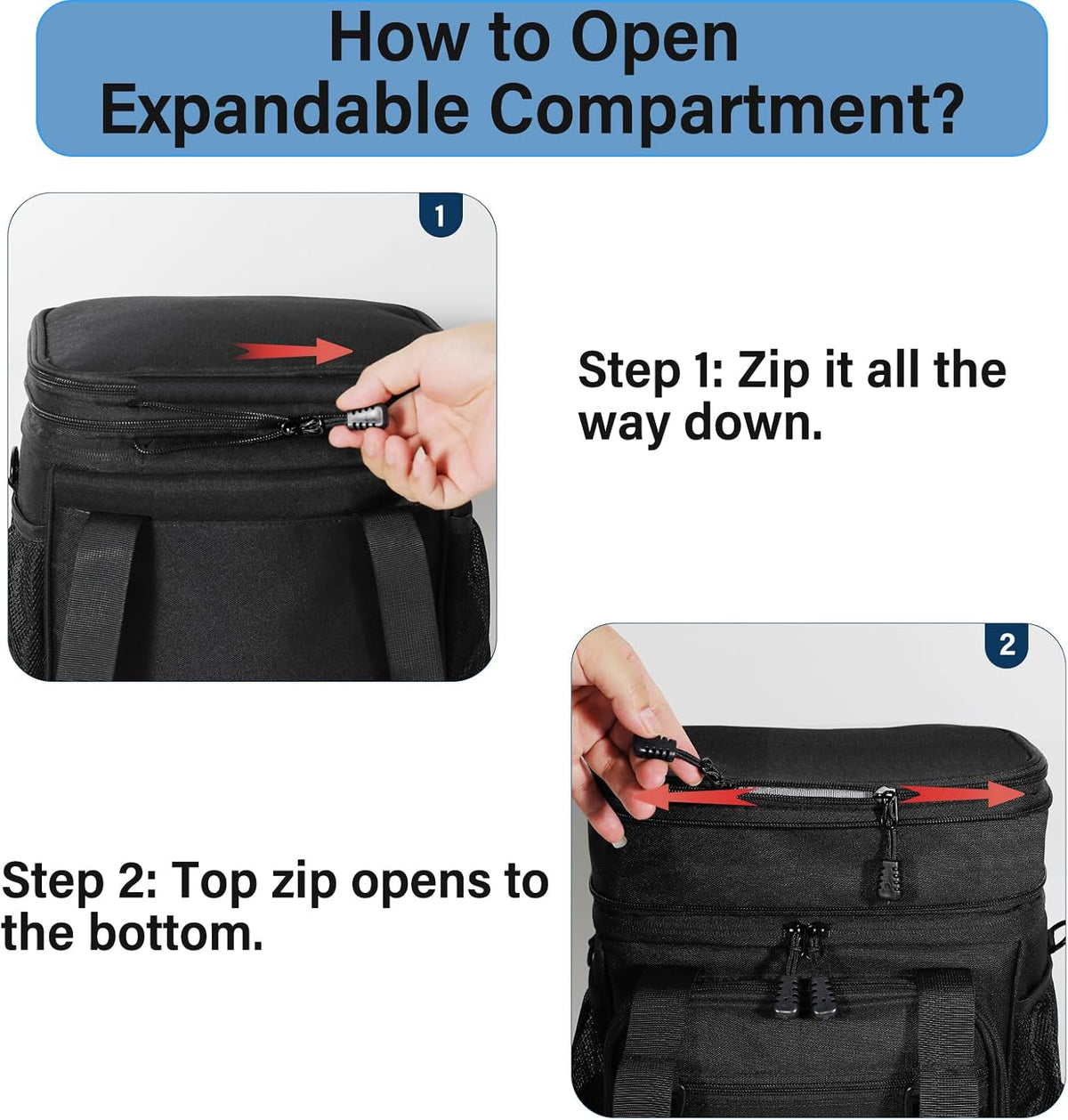 Tactical Expandable Lunch Box Men 2 Layer Cooler Bag 20 Cans Black