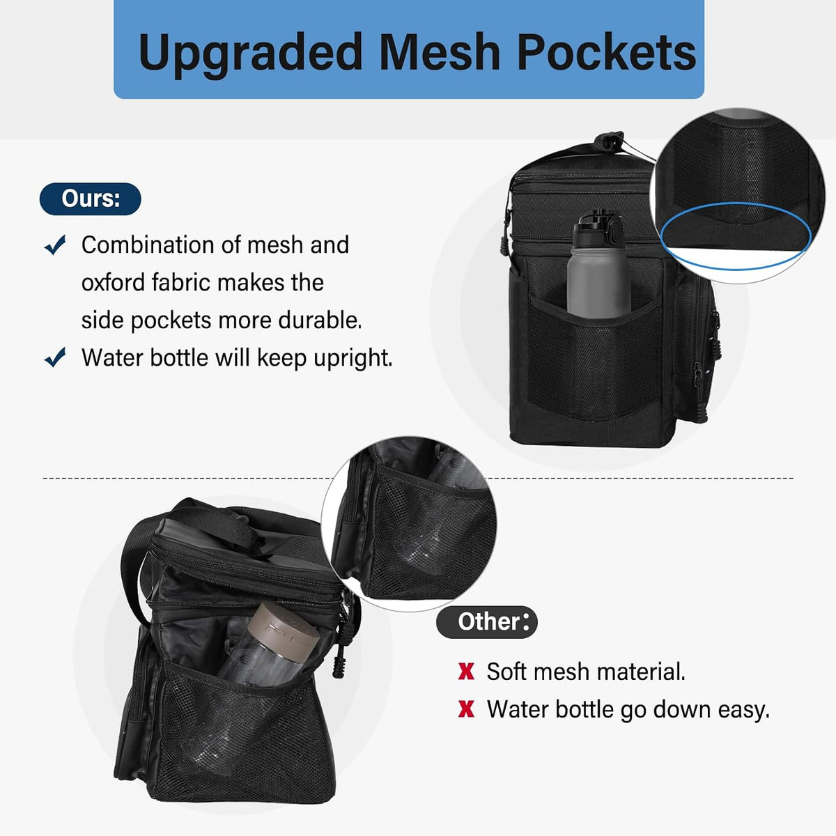 Tactical Expandable Lunch Box Men 2 Layer Cooler Bag 20 Cans Black
