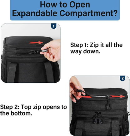Tactical Expandable Lunch Box Men 2 Layer Cooler Bag 20 Cans Black
