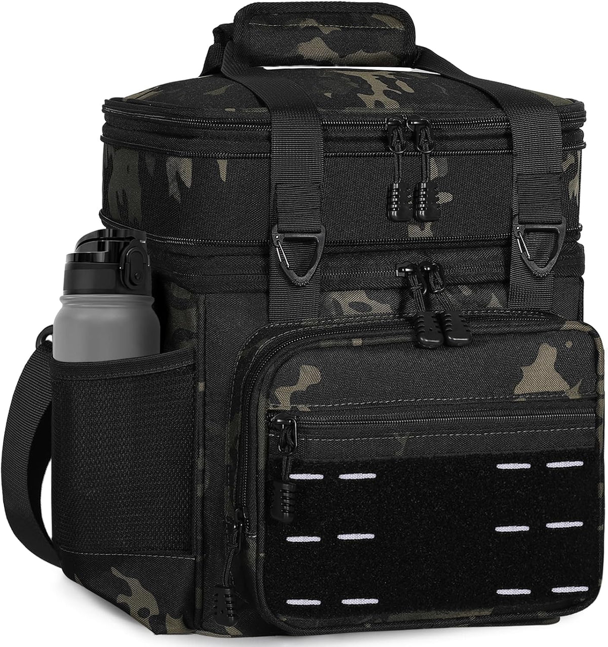 Tactical Expandable Lunch Box Men 2 Layer Cooler Bag 20 Cans Black