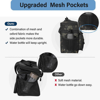 Tactical Expandable Lunch Box Men 2 Layer Cooler Bag 20 Cans Black
