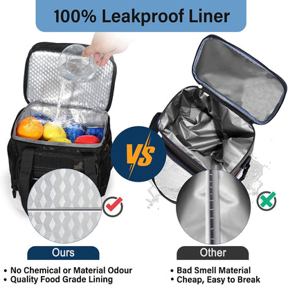 Tactical Expandable Lunch Box Men 2 Layer Cooler Bag 20 Cans Black