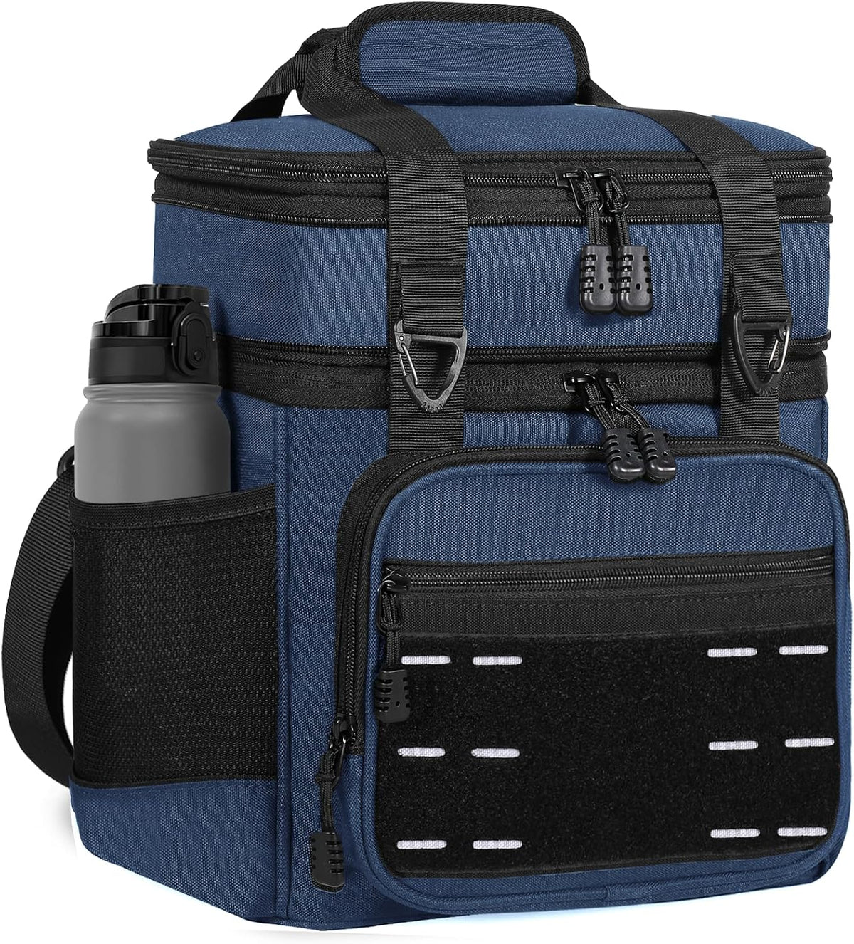 Tactical Expandable Lunch Box Men 2 Layer Cooler Bag 20 Cans Black