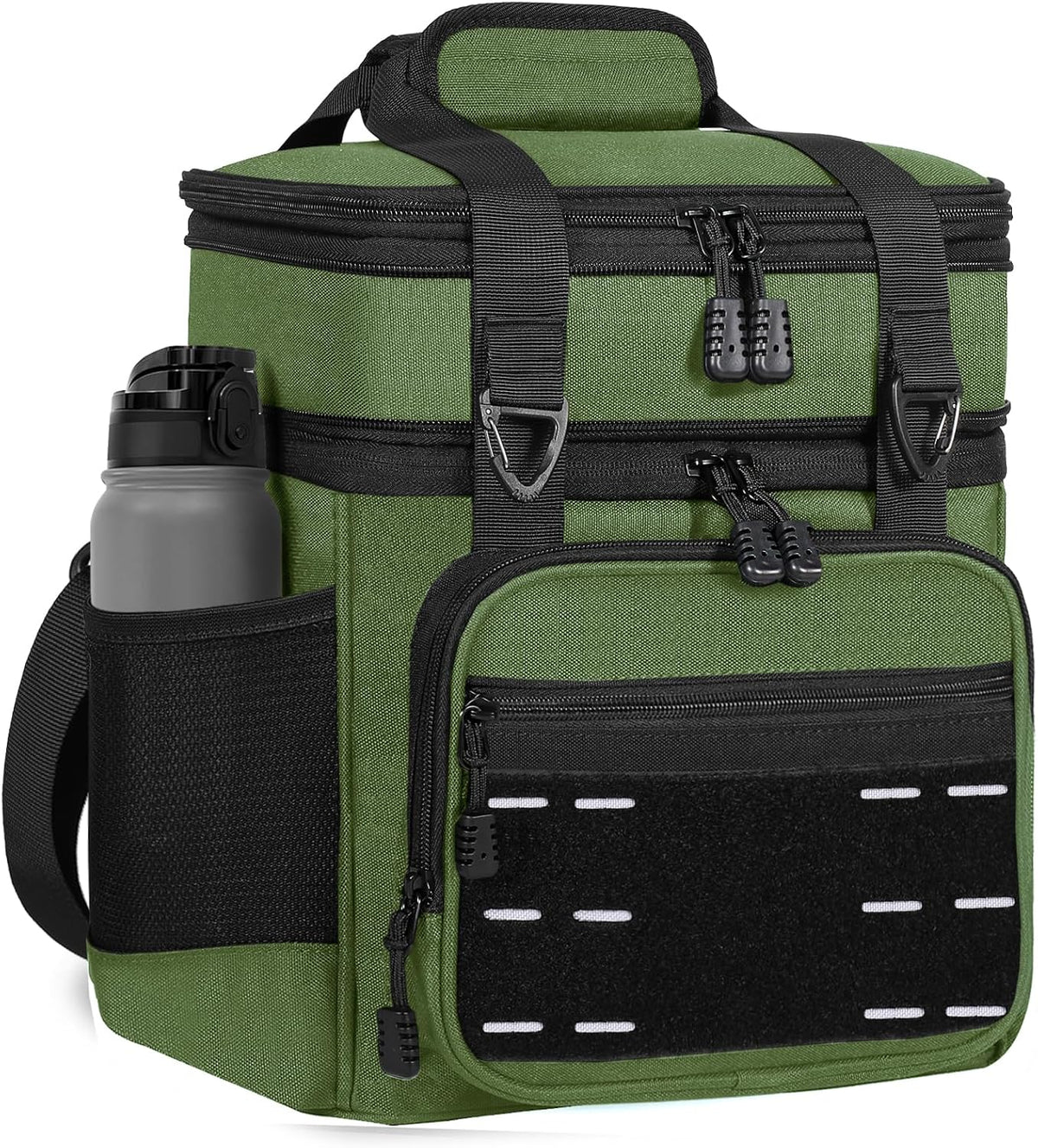 Tactical Expandable Lunch Box Men 2 Layer Cooler Bag 20 Cans Black