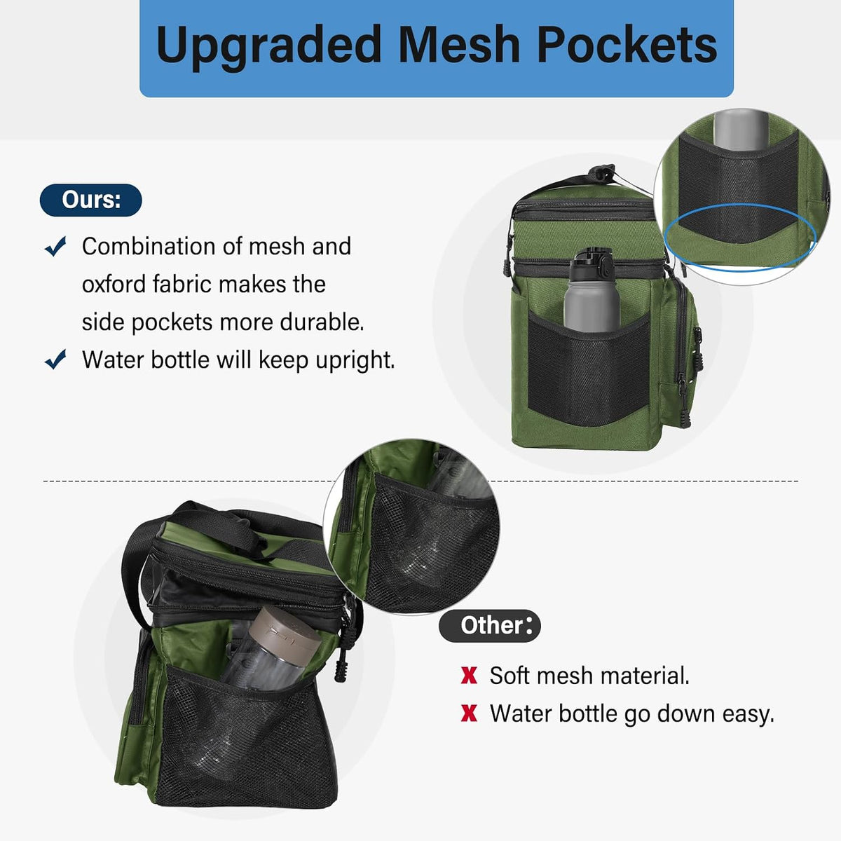 Tactical Expandable Lunch Box Men 2 Layer Cooler Bag 20 Cans Black