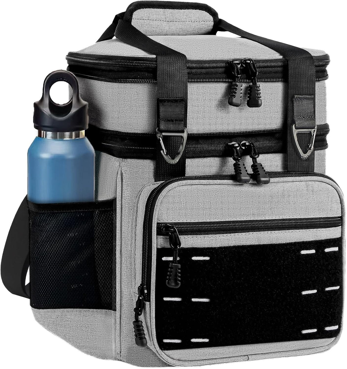 Tactical Expandable Lunch Box Men 2 Layer Cooler Bag 20 Cans Black