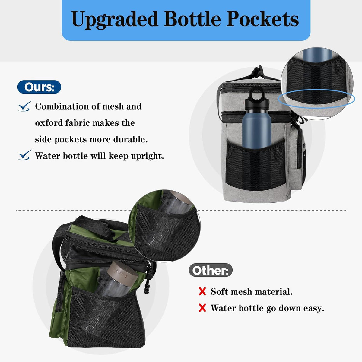 Tactical Expandable Lunch Box Men 2 Layer Cooler Bag 20 Cans Black