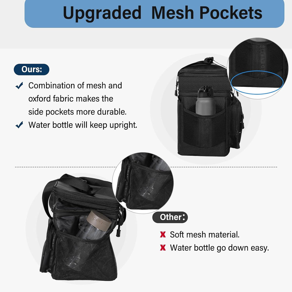 Tactical Expandable Lunch Box Men 2 Layer Cooler Bag 20 Cans Black