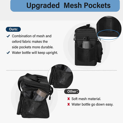 Tactical Expandable Lunch Box Men 2 Layer Cooler Bag 20 Cans Black
