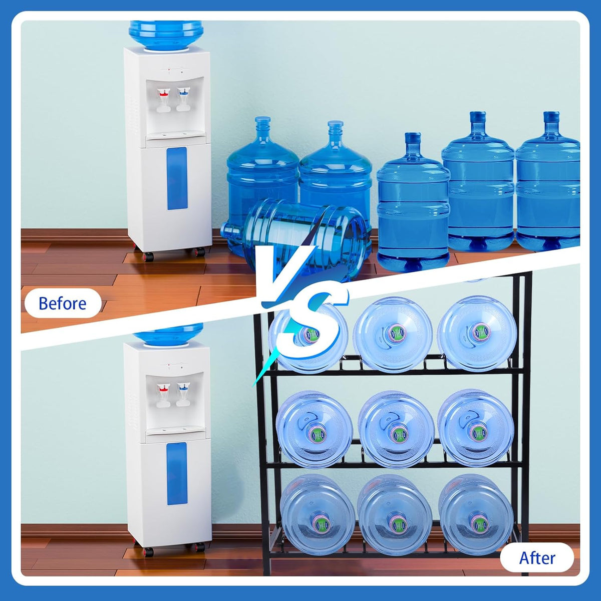 5 Gallon Water Jug Rack 5 Gallon Water Jug Holder Water Jug Holder Stand Heavy Duty Water Bottle Organizer Storage Rack Accessory for Home Room Kitchen (4 Tiers)
