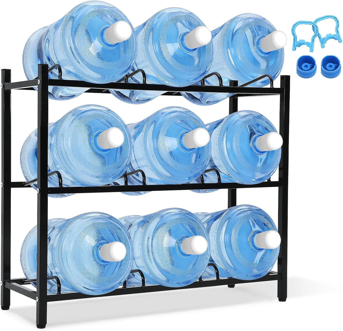 5 Gallon Water Jug Rack 5 Gallon Water Jug Holder Water Jug Holder Stand Heavy Duty Water Bottle Organizer Storage Rack Accessory for Home Room Kitchen (4 Tiers)