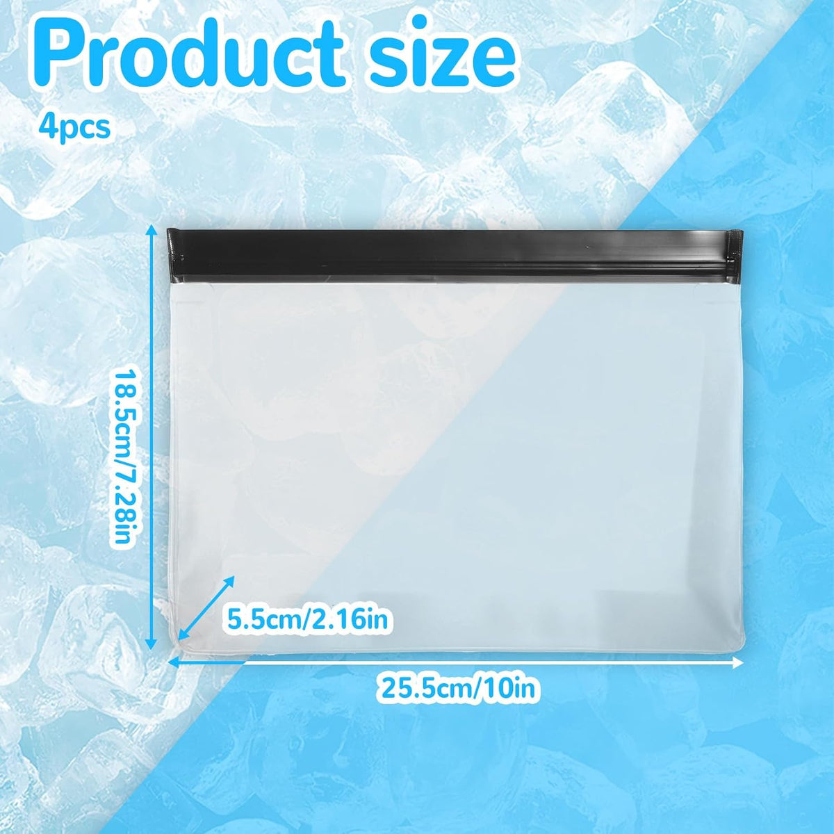 4 pcs Clear Leak Proof Freezer Bag Reusable Ice Storage Bags Durable Ice Cube Storage Bags Freezer Holder Container with Secure Zip Seal Close for Travel Food Whiskey Bourbon Cocktails