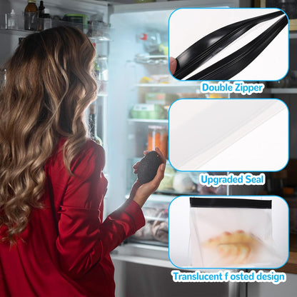 4 pcs Clear Leak Proof Freezer Bag Reusable Ice Storage Bags Durable Ice Cube Storage Bags Freezer Holder Container with Secure Zip Seal Close for Travel Food Whiskey Bourbon Cocktails