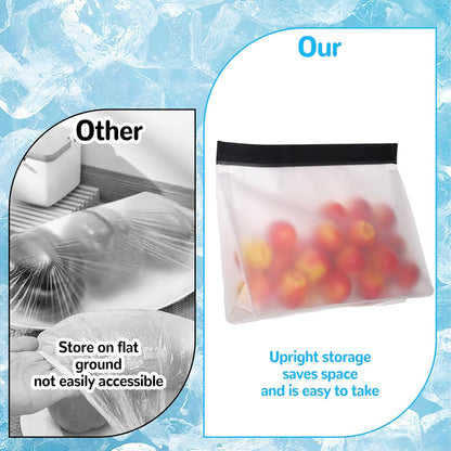 4 pcs Clear Leak Proof Freezer Bag Reusable Ice Storage Bags Durable Ice Cube Storage Bags Freezer Holder Container with Secure Zip Seal Close for Travel Food Whiskey Bourbon Cocktails