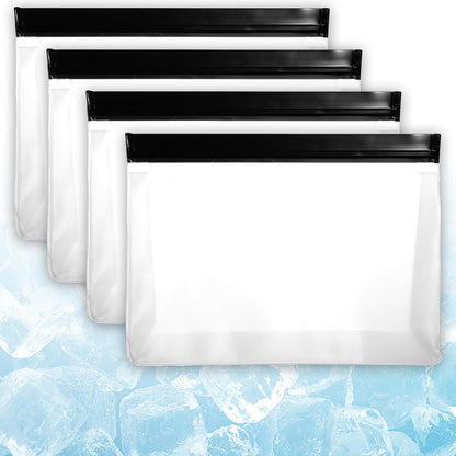 4 pcs Clear Leak Proof Freezer Bag Reusable Ice Storage Bags Durable Ice Cube Storage Bags Freezer Holder Container with Secure Zip Seal Close for Travel Food Whiskey Bourbon Cocktails