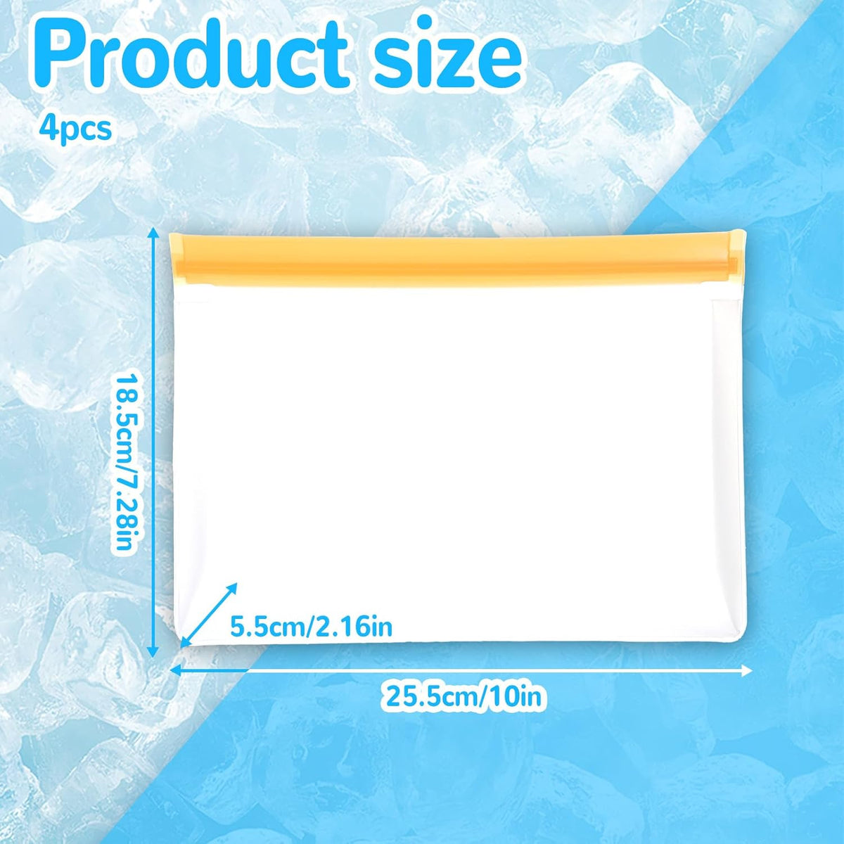 4 pcs Clear Leak Proof Freezer Bag Reusable Ice Storage Bags Durable Ice Cube Storage Bags Freezer Holder Container with Secure Zip Seal Close for Travel Food Whiskey Bourbon Cocktails