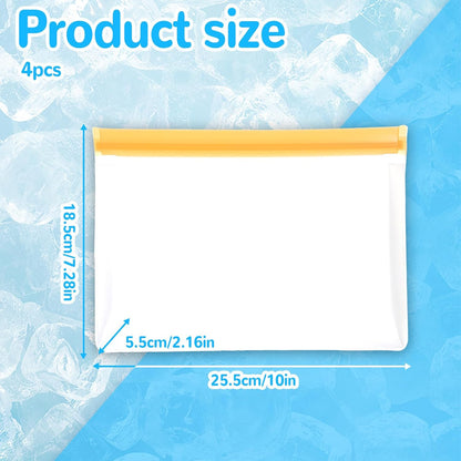 4 pcs Clear Leak Proof Freezer Bag Reusable Ice Storage Bags Durable Ice Cube Storage Bags Freezer Holder Container with Secure Zip Seal Close for Travel Food Whiskey Bourbon Cocktails