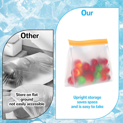 4 pcs Clear Leak Proof Freezer Bag Reusable Ice Storage Bags Durable Ice Cube Storage Bags Freezer Holder Container with Secure Zip Seal Close for Travel Food Whiskey Bourbon Cocktails