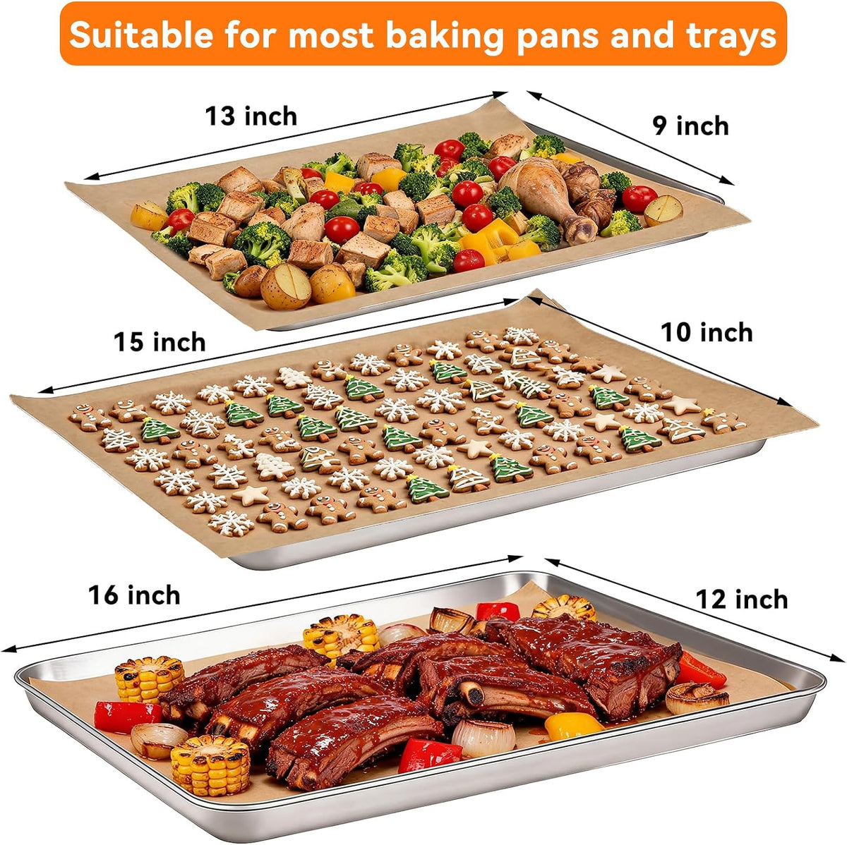 400PCS Parchment Paper Baking Sheets, 12"x16" Unbleached Precut Half Parchment Paper for Baking, Non-Stick Baking Paper for Baking, Grillin, Steaming Bread Cookies, Oven, Air Fryer, Microwave