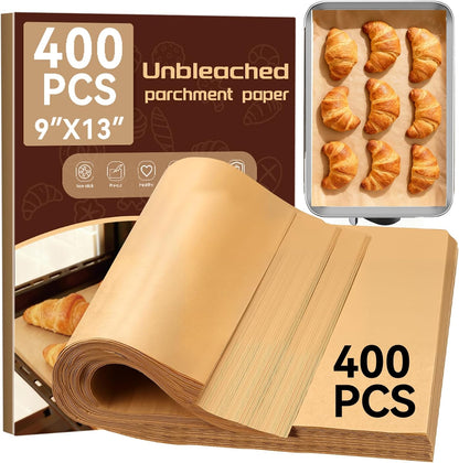 400PCS Parchment Paper Baking Sheets, 12"x16" Unbleached Precut Half Parchment Paper for Baking, Non-Stick Baking Paper for Baking, Grillin, Steaming Bread Cookies, Oven, Air Fryer, Microwave