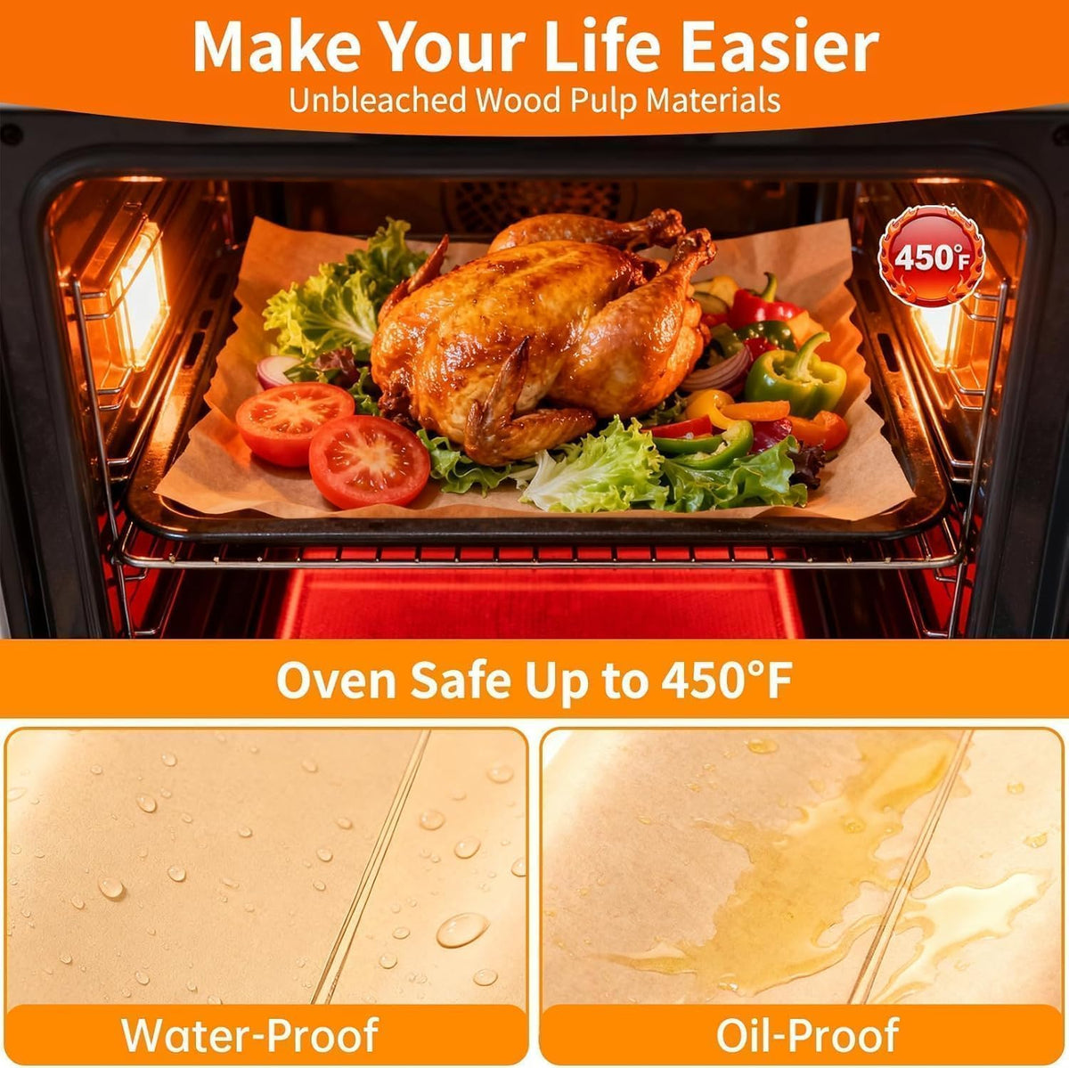 400PCS Parchment Paper Baking Sheets, 12"x16" Unbleached Precut Half Parchment Paper for Baking, Non-Stick Baking Paper for Baking, Grillin, Steaming Bread Cookies, Oven, Air Fryer, Microwave