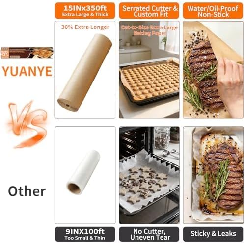 400PCS Parchment Paper Baking Sheets, 12"x16" Unbleached Precut Half Parchment Paper for Baking, Non-Stick Baking Paper for Baking, Grillin, Steaming Bread Cookies, Oven, Air Fryer, Microwave